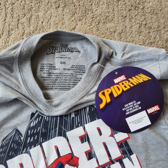 Little Boys Marvel Spider-Man Long Sleeve Graphic T-Shirt– Gray – Size 5/6 – NWT - Picture 3 of 6